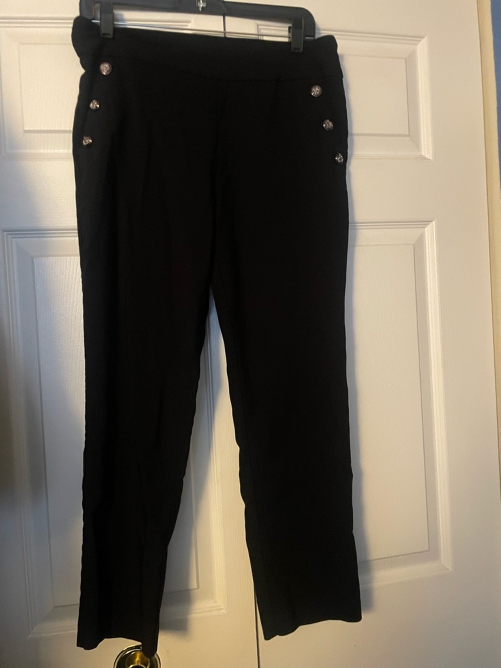 Counterparts Black Straight Leg Pants with Decorative Buttons